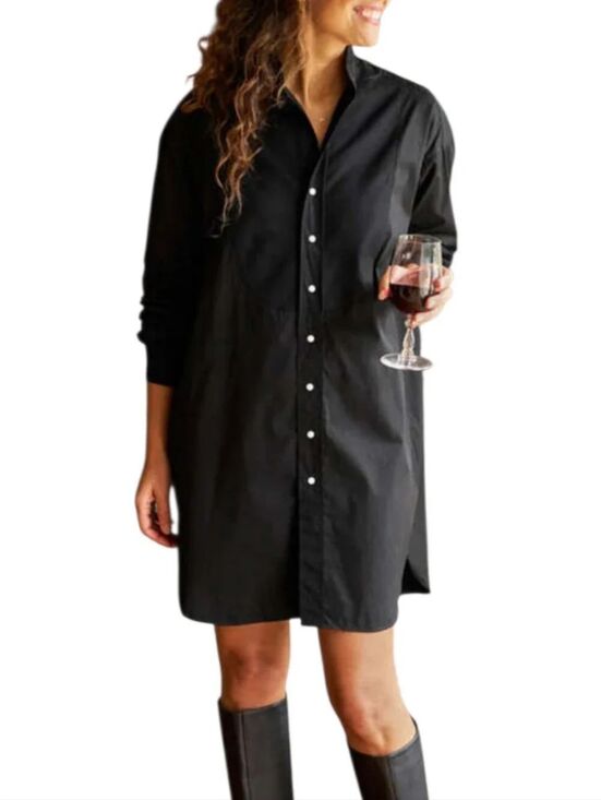 Frank & Eileen Dresses & Skirts - Frank & Eileen Tori Black Longline 100% Cotton Button-Down Shirt Dress Size XL